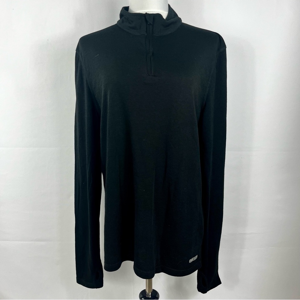 OMNI-WOOL Base Layer L/S Black Wool Blend 1/4 Zip Shirt  Thumb Holes Men’s XL